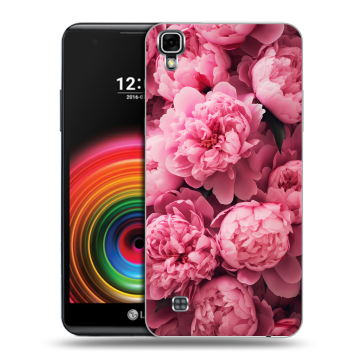 Силиконовый чехол на LG X Power с принтом цветы пионы