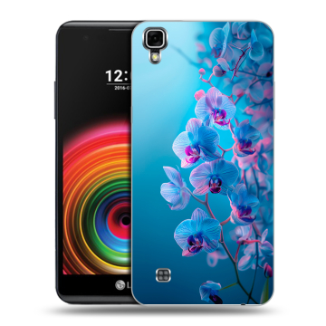 Силиконовый чехол на LG X Power с принтом голубые орхидеи