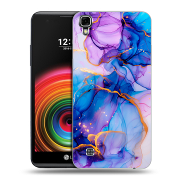 Силиконовый чехол на LG X Power с принтом синий мрамор