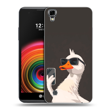 Силиконовый чехол на LG X Power с принтом утка в очках