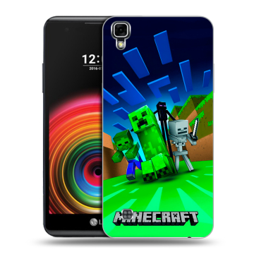 Силиконовый чехол на LG X Power с принтом Майнкрафт Силиконовый чехол на LG X Power с принтом Майнкрафт