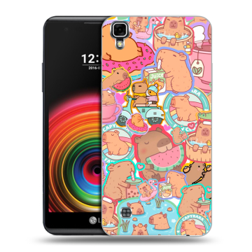 Силиконовый чехол на LG X Power с принтом капибары