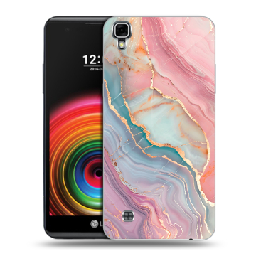 Силиконовый чехол на LG X Power с принтом розовый мрамор