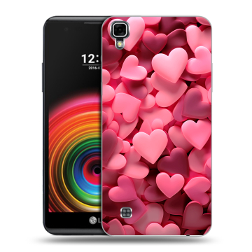 Силиконовый чехол на LG X Power с принтом розовые сердечки