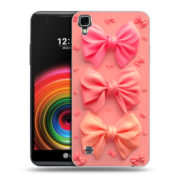 Силиконовый чехол на LG X Power с принтом Розовые бантики