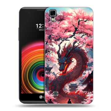 Силиконовый чехол на LG X Power с принтом Дракон Японский