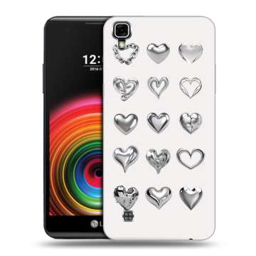 Силиконовый чехол на LG X Power с принтом Y2K сердечки