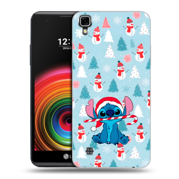 Силиконовый чехол на LG X Power с принтом Стич Новый год