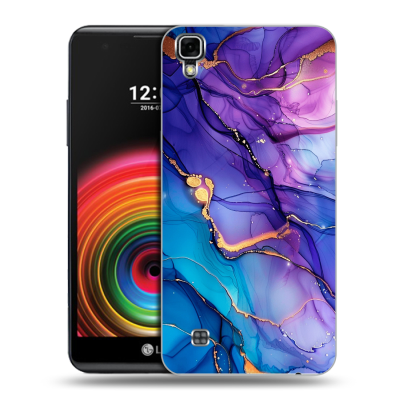 Силиконовый чехол на LG X Power с принтом синий мрамор Силиконовый чехол на LG X Power с принтом синий мрамор