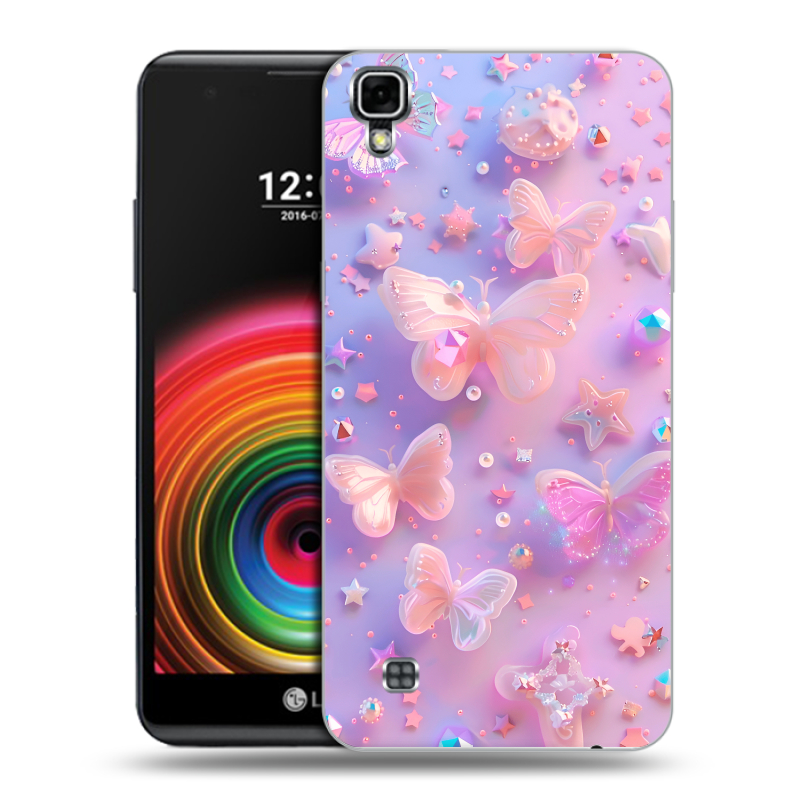 Силиконовый чехол на LG X Power с принтом Бабочки Силиконовый чехол на LG X Power с принтом Бабочки