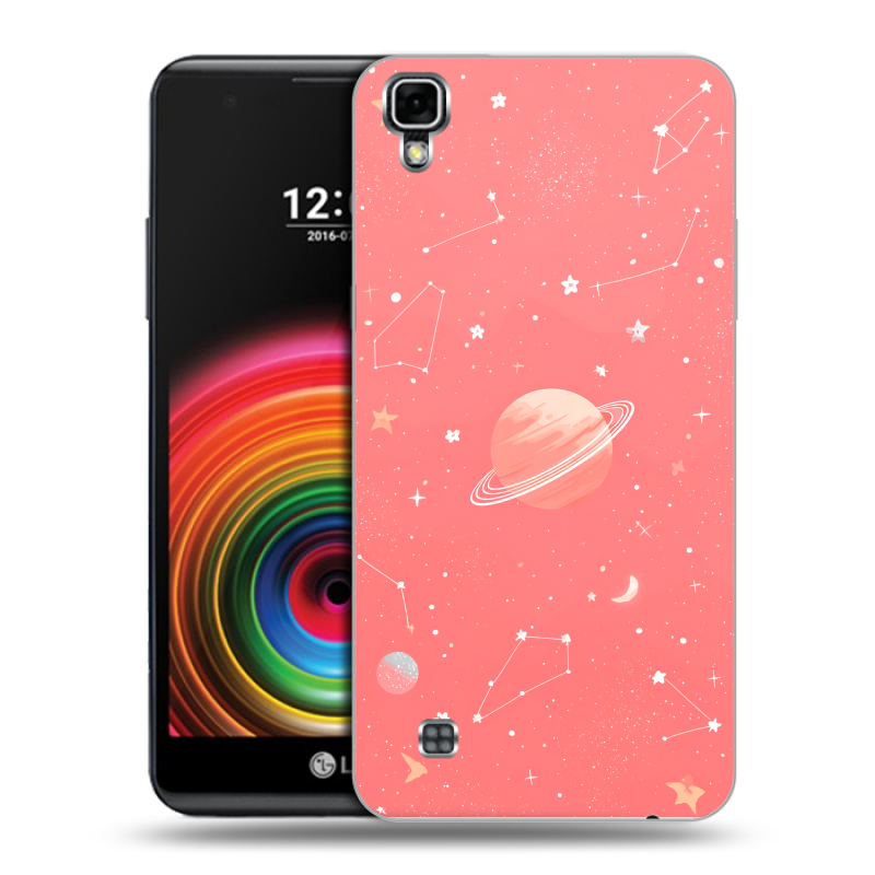 Силиконовый чехол на LG X Power с принтом Розовый космос Силиконовый чехол на LG X Power с принтом Розовый космос