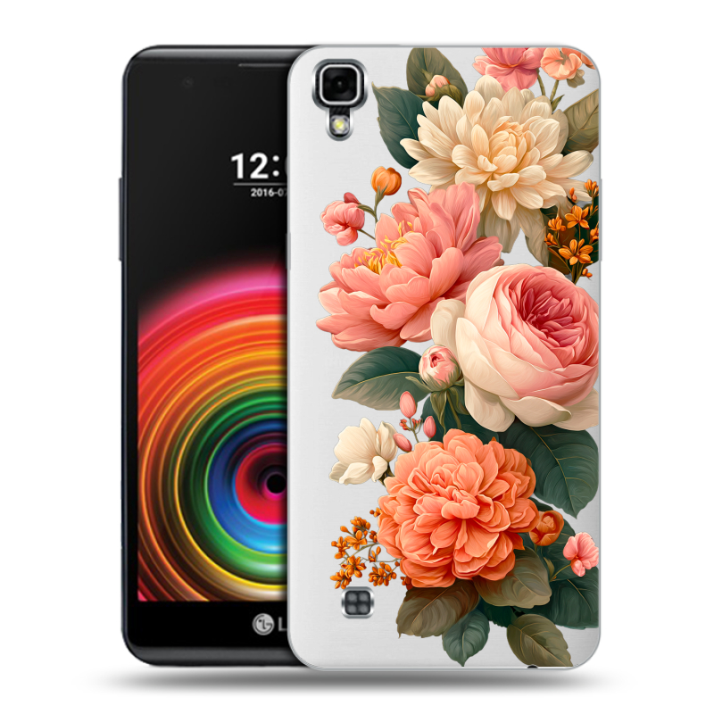 Силиконовый чехол на LG X Power с принтом цветы Силиконовый чехол на LG X Power с принтом цветы