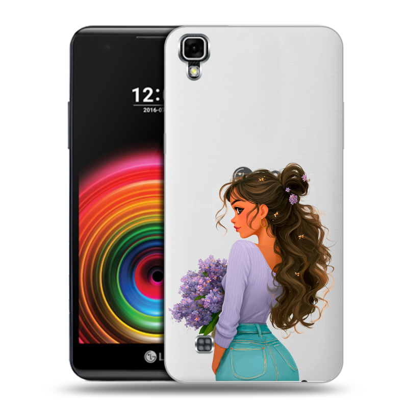 Силиконовый чехол на LG X Power с принтом девушка цветы Силиконовый чехол на LG X Power с принтом девушка цветы