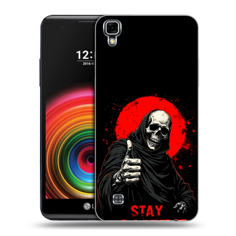 Силиконовый чехол на LG X Power с принтом смешной скелет Силиконовый чехол на LG X Power с принтом смешной скелет