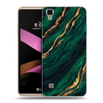 Пластиковый чехол на LG X Style с принтом Мрамор зеленое золото Пластиковый чехол на LG X Style с принтом Мрамор зеленое золото