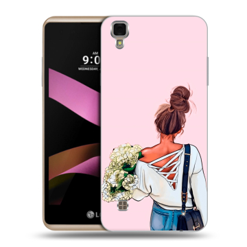 Пластиковый чехол на LG X Style с принтом Девушка и букет Пластиковый чехол на LG X Style с принтом Девушка и букет