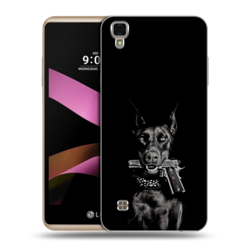 Пластиковый чехол на LG X Style с принтом Доберман и пистолет Пластиковый чехол на LG X Style с принтом Доберман и пистолет