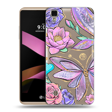 Пластиковый чехол на LG X Style с принтом Бабочки и цветы