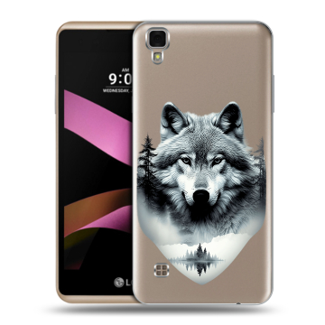 Пластиковый чехол на LG X Style с принтом Волк в лесу