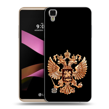 Пластиковый чехол на LG X Style с принтом Герб России золотой