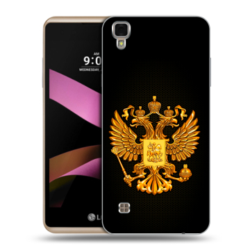 Пластиковый чехол на LG X Style с принтом Герб России желтый Пластиковый чехол на LG X Style с принтом Герб России желтый