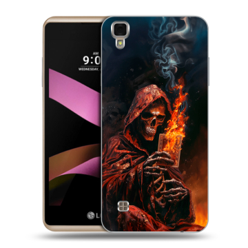 Пластиковый чехол на LG X Style с принтом Скелет и карты