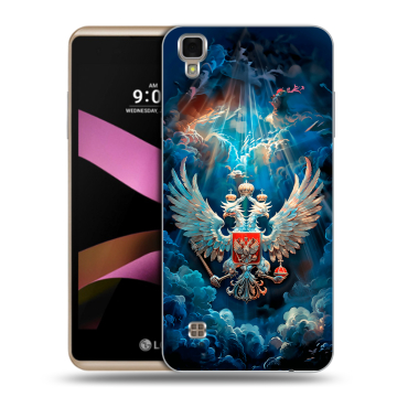 Пластиковый чехол на LG X Style с принтом Герб флаг России