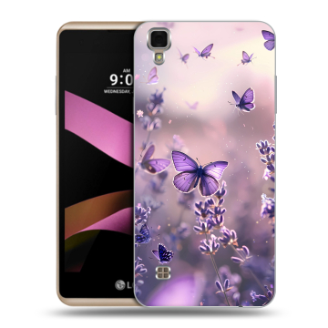 Пластиковый чехол на LG X Style с принтом бабочки и лаванда Пластиковый чехол на LG X Style с принтом бабочки и лаванда