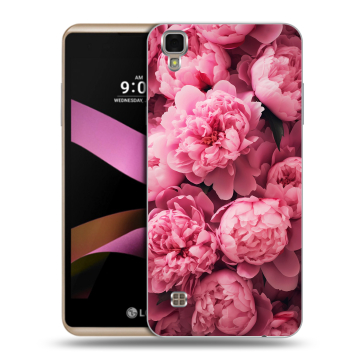 Пластиковый чехол на LG X Style с принтом цветы пионы