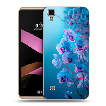 Пластиковый чехол на LG X Style с принтом голубые орхидеи