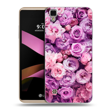 Пластиковый чехол на LG X Style с принтом лавандовые розы