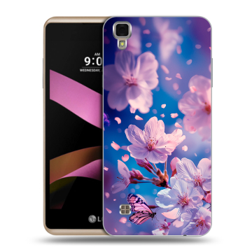 Пластиковый чехол на LG X Style с принтом цветы бабочки
