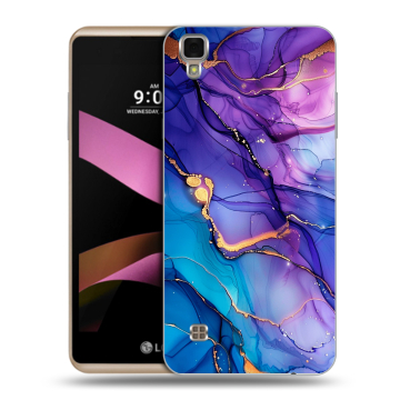 Пластиковый чехол на LG X Style с принтом синий мрамор