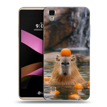 Пластиковый чехол на LG X Style с принтом Капибара с апельсином Пластиковый чехол на LG X Style с принтом Капибара с апельсином