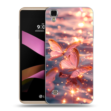 Пластиковый чехол на LG X Style с принтом бабочки розовые Пластиковый чехол на LG X Style с принтом бабочки розовые