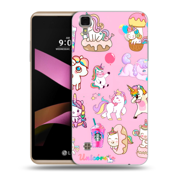 Пластиковый чехол на LG X Style с принтом розовые единороги Пластиковый чехол на LG X Style с принтом розовые единороги