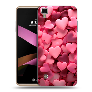 Пластиковый чехол на LG X Style с принтом розовые сердечки