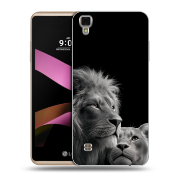 Пластиковый чехол на LG X Style с принтом Лев кошки
