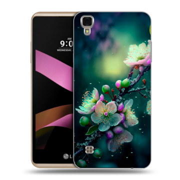 Пластиковый чехол на LG X Style с принтом Цветы и мрамор