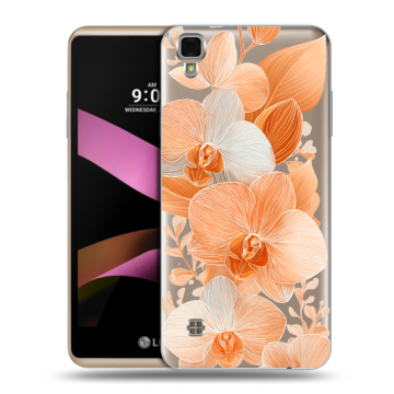 Пластиковый чехол на LG X Style с принтом Бежевые цветы