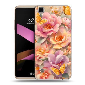 Пластиковый чехол на LG X Style с принтом Цветы и бабочки