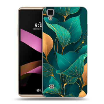 Пластиковый чехол на LG X Style с принтом Листья и золото