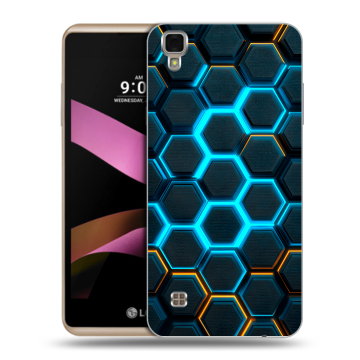 Пластиковый чехол на LG X Style с принтом Неоновые соты