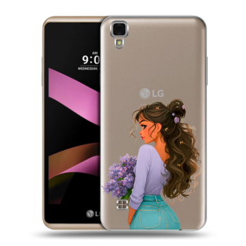 Пластиковый чехол на LG X Style с принтом девушка цветы