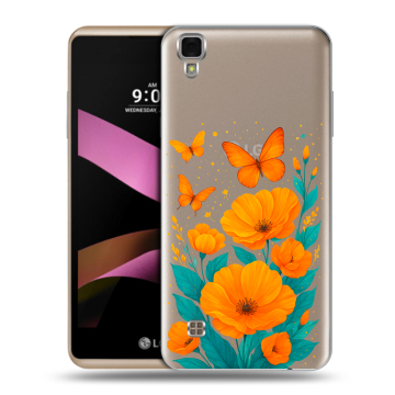 Пластиковый чехол на LG X Style с принтом цветы бабочки
