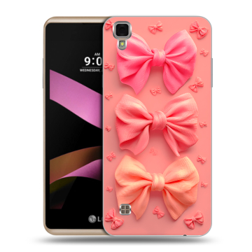 Пластиковый чехол на LG X Style с принтом Розовые бантики