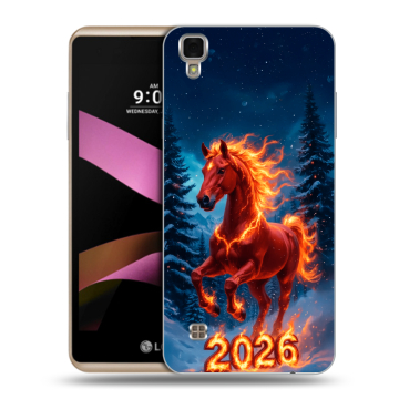 Пластиковый чехол на LG X Style с принтом Новый год коня