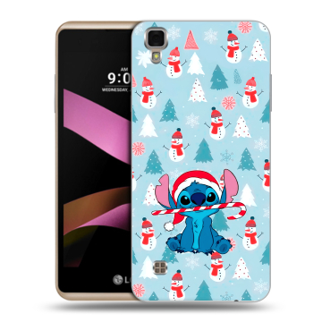Пластиковый чехол на LG X Style с принтом Стич Новый год