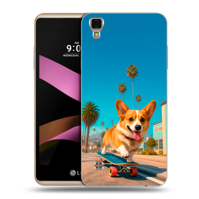 Пластиковый чехол на LG X Style с принтом Корги на скейте Пластиковый чехол на LG X Style с принтом Корги на скейте