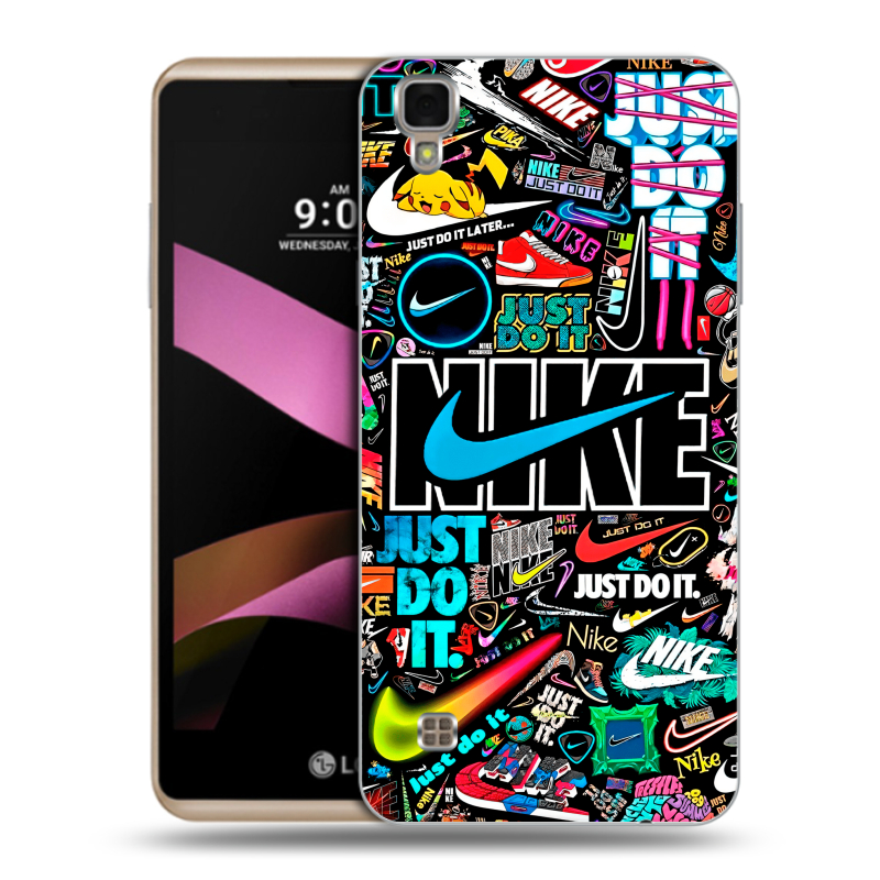 Пластиковый чехол на LG X Style с принтом найк nike черный Пластиковый чехол на LG X Style с принтом найк nike черный